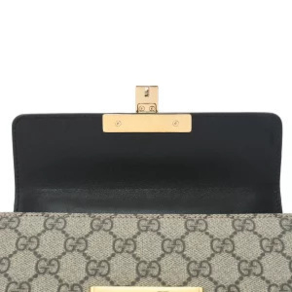 Gucci Leather Canvas Beige Bag Shoulder Padlock Supreme Black GG - Picture 9 of 9